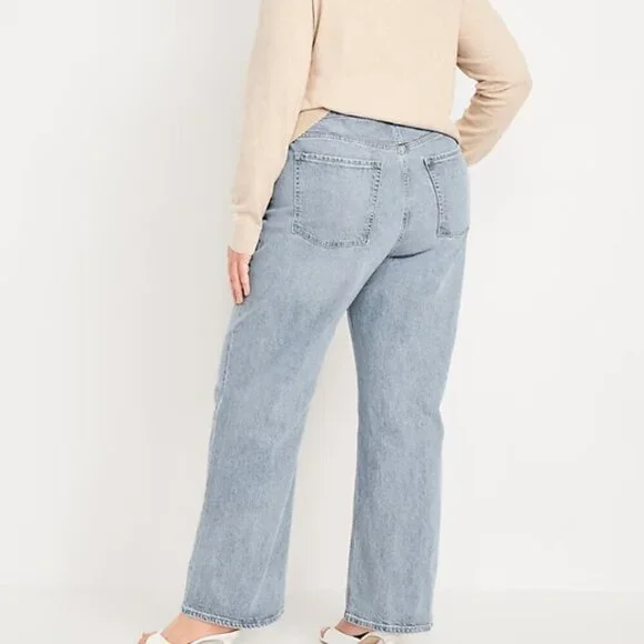 NWT Old Navy Light Wash Extra High-Waisted Sky-Hi Wide-Leg Jeans in Size 24 - Picture 8 of 15